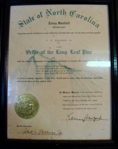 T. Ed Pickard, Order of the Long Leaf Pine